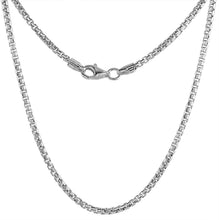 Load image into Gallery viewer, 925 Sterling Silver Round Box Chain Necklace High Quality 2mm 16"-30"
