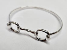 Load image into Gallery viewer, 925 Sterling Silver Eggbutt Snaffle Bit Bangle Bracelet 13mm Hook & Eye Clasp 7"
