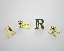 Load image into Gallery viewer, 10K solid Yellow Gold Diamond Cut Initial Alphabet Letter Stud Earrings A to Z