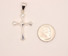 Load image into Gallery viewer, 925 Sterling Silver Skinny Beveled Edge Rhombus Shape Cross Pendant 38mm