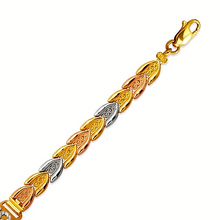 Load image into Gallery viewer, 14K Tri Color Gold 15 Anos Quinceanera Diamond Cut Faceted ID Bracelet 6mm Wide