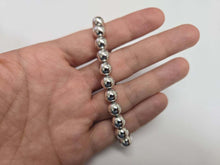 Load image into Gallery viewer, 925 Sterling Silver Solid High Polished Rhodium Bead Ball Bracelet 8mm, 7" Long