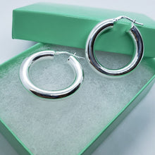 Load image into Gallery viewer, Sterling Silver 5mm Thick Tube Hoop Earrings Plain Polished 3/4-2 3/8 inch Round