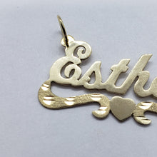 Load image into Gallery viewer, 10K Solid Yellow Gold Handmade Personalized Custom Name Pendant Heart Design