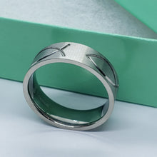 Load image into Gallery viewer, Titanium Wedding Band Christian Fish 8mm Ichthys Ring Men Comfort fit size 6-14