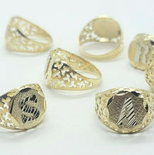 Load image into Gallery viewer, 10k Solid Yellow Gold Round Initial Letter Signet Ring Alphabet A-Z Size 7.5-13