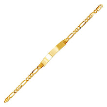 Load image into Gallery viewer, 14K Yellow Gold Figaro Concave ID Bracelet 7mm/5mm 7" 7.5" Engraving Available