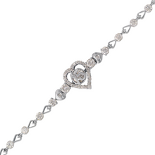 Load image into Gallery viewer, Authentic 14K White Gold 15 Anos Years CZ Gem Heart Bracelet Quinceañera Gift