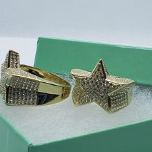 Load image into Gallery viewer, 10K Yellow Gold 20.5mm Big Star Shaped Ring Band for Men Size 9 -11