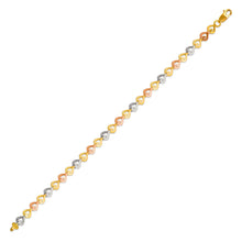 Load image into Gallery viewer, 14K Tri Color Gold Faceted Diamond Cut Bracelet 5 mm 7" Chain Stylized Heart