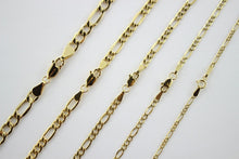 Load image into Gallery viewer, Authentic 14K Yellow Gold Hollow Figaro Chain Necklace 1.9mm-5.5mm/16" ~ 30"