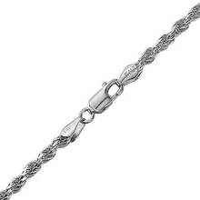 Load image into Gallery viewer, 3mm Sterling Silver D/C Rope Chain Necklaces Bracelets Handmade Italy 7 to 30 in