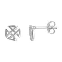 Load image into Gallery viewer, 925 Sterling Silver Tiny Quaternary Celtic Knot Stud Earrings 9/32 inch Wide