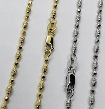 Load image into Gallery viewer, 14k Solid Yellow White Gold D/C Bead Chain Necklace Men Women 2mm / 16" ~ 24"