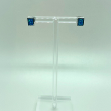 Load image into Gallery viewer, Sterling Silver Synthetic Opal Rectangular Stud Earrings