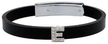 Load image into Gallery viewer, 925 Sterling Silver Alphabet Letter Block CZ Stone Flat Rubber Bracelets, 8mm