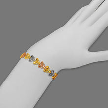 Load image into Gallery viewer, 14K Tri Color Gold Faceted Diamond Cut Bracelet 7 mm 7" Chain Brazalete tricolor