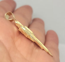 Load image into Gallery viewer, Authentic 10K Solid Gold Jesus Face on Cross Pendant Diamond Cut 2 inch Charm