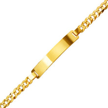 Load image into Gallery viewer, 14K Yellow Gold ID Bracelet Curb Light 7mm ID 5mm Wide Chain 7" 7.5" Engraving
