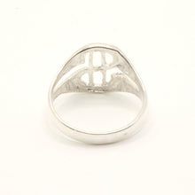 Load image into Gallery viewer, 925 Sterling Silver Dollar Sign Oval Diamond Cut Finish Ring 9/16 Inch Wide