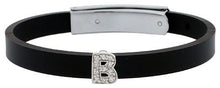 Load image into Gallery viewer, 925 Sterling Silver Alphabet Letter Block CZ Stone Flat Rubber Bracelets, 8mm