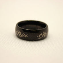 Load image into Gallery viewer, Tungsten Carbide Black Domed Chinese Dragon Silhouette Wedding Band Ring 8mm