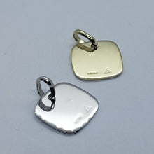 Load image into Gallery viewer, 14K Yellow White Gold Plain Square Pendant Disc Charm High Polished 1.8g 13x13mm