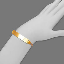 Load image into Gallery viewer, 14K TriColor Gold Figaro Concave ID Bracelet 7mm/4mm 7" 7.5" Engraving Available