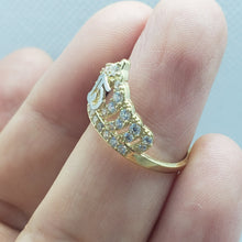 Load image into Gallery viewer, 14K Solid Yellow Gold CZ Crown Sweet 15 Ring Quinceanera Anos Birthday Band Girl