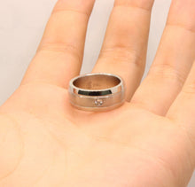 Load image into Gallery viewer, Stainless Steel Domed Two Grooves Matte Center with CZ Wedding Band Ring 8mm