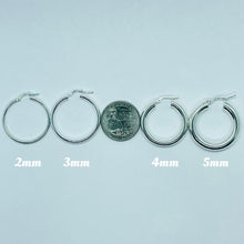 Load image into Gallery viewer, 925 Sterling Silver Tube Hoop Earrings Thickness 2mm 3mm 4mm 5mm