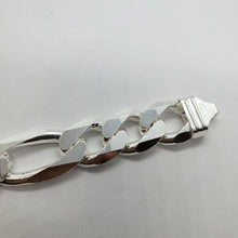 Load image into Gallery viewer, 925 Sterling Silver Heavy Thick Figaro Chain Beveled Edge Bracelet Necklace 16mm