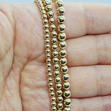 Load image into Gallery viewer, 14K Yellow Gold Hollow 3mm 4mm 5mm Bead Chain Bracelet 6.75" 7" with Extension