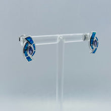 Load image into Gallery viewer, Sterling Silver Synthetic Blue Opal Earrings With Marquis Shape