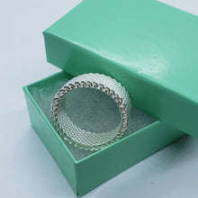 Load image into Gallery viewer, 925 Stamp Sterling Silver Heavey Mesh Ring Band 10mm Width 10 grams Size 5.5-13