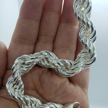 Load image into Gallery viewer, Sterling Silver Very Thick Hollow Rope Chain Bracelet Necklace Italy 10mm 12mm