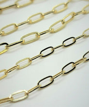 Load image into Gallery viewer, 14K Gold Hollow Paperclip Chain Necklace Bracelet 3.3mm 4.2mm 5mm 7" 18" 20"