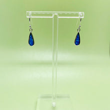 Load image into Gallery viewer, Sterling Silver Synthetic Opal Dangling Earrings Thin Water Droplets