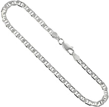 Load image into Gallery viewer, 925 Sterling Solid Silver Italy Flat Mariner Link Chain Necklace Bracelet 3.7mm