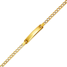 Load image into Gallery viewer, 14K White Pave Gold Baby ID Bracelet Curb X-Light 5mm ID 3mm Chain 6" Engraving