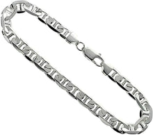Load image into Gallery viewer, 925 Sterling Solid Silver Italy Flat Mariner Link Chain Necklace Bracelet 7.2mm