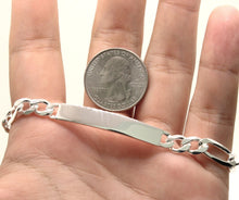 Load image into Gallery viewer, 925 Sterling Silver Personalized Custom Engraved Figaro Link ID Bracelet 7mm