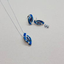 Load image into Gallery viewer, Sterling Silver Synthetic Blue Opal Earrings With Marquis Shape
