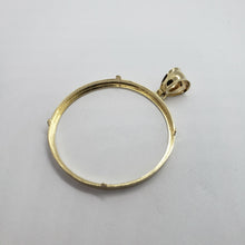 Load image into Gallery viewer, 14k Yellow Real Gold Coin Edge Holder Bezel 38.2 mm Pendant for Egle Pesos Coin