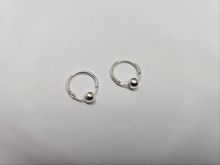 Load image into Gallery viewer, 925 Sterling Silver Endless Hoop Earrings with Bead 1/2 inch Diameter