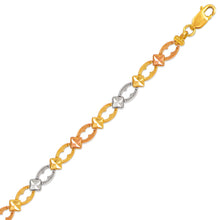 Load image into Gallery viewer, 14K Tri Color Gold Faceted Diamond Cut Bracelet 5 mm 7" Chain Brazalete tricolor