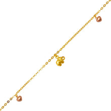Load image into Gallery viewer, 14K Tricolor Gold Various Charm Bracelet Anklet 2mm Link 10mm Charm 10" Chain