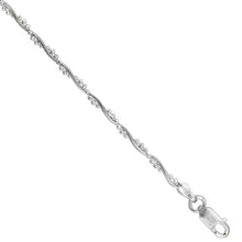 Load image into Gallery viewer, 925 Sterling Silver Twisted Bead and Snake Chain Bracelet 2mm 7 Inch Long