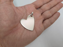 Load image into Gallery viewer, 925 Sterling Silver Flat High Polished Heart Pendant 1 1/2 Inch (38mm) Tall