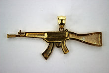 Load image into Gallery viewer, Authentic 10K Solid Yellow White Rose Gold Tri-Color Gun Rifle Pendant Charm